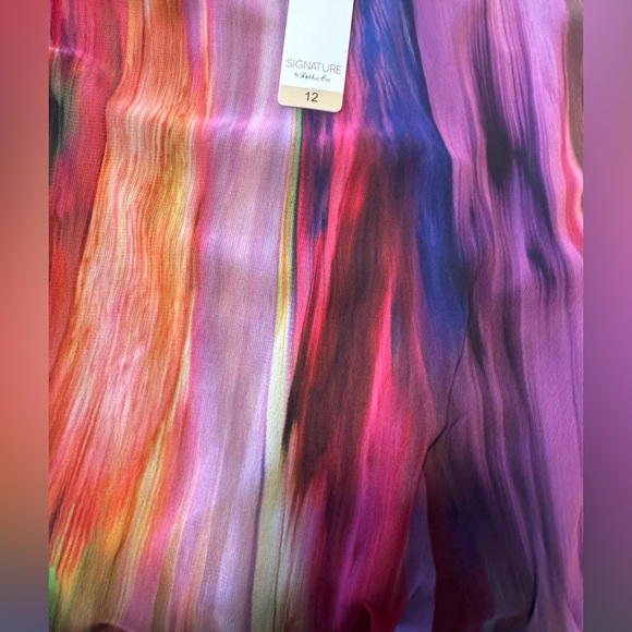 Robbie Bee Signature Cold Shoulder Abstract Print Maxi Dress NWT Size 12 Vibrant - Picture 13 of 15